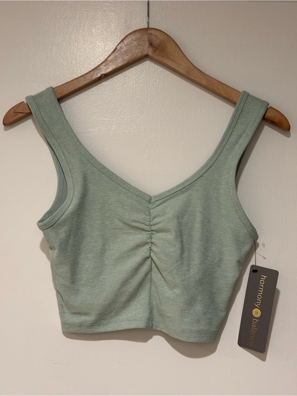 NWT Sage Green Ruched Yoga Tank Top Activewear Size S $38 MSRP